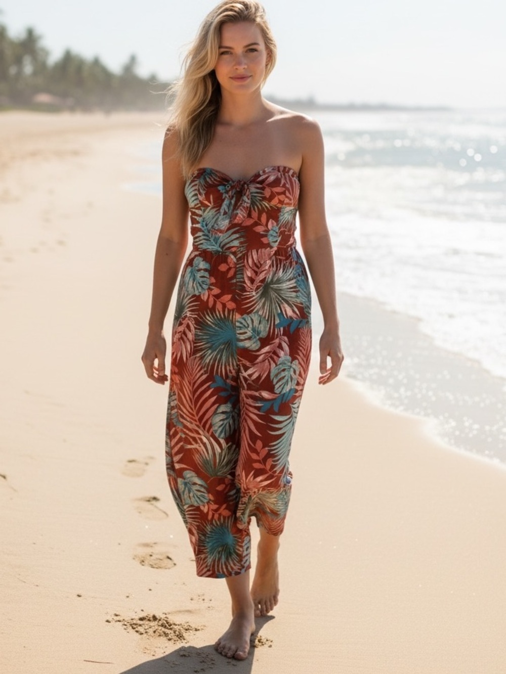 No Boundries Tropical Floral Print strapless jumpsuit size XXXL (21)